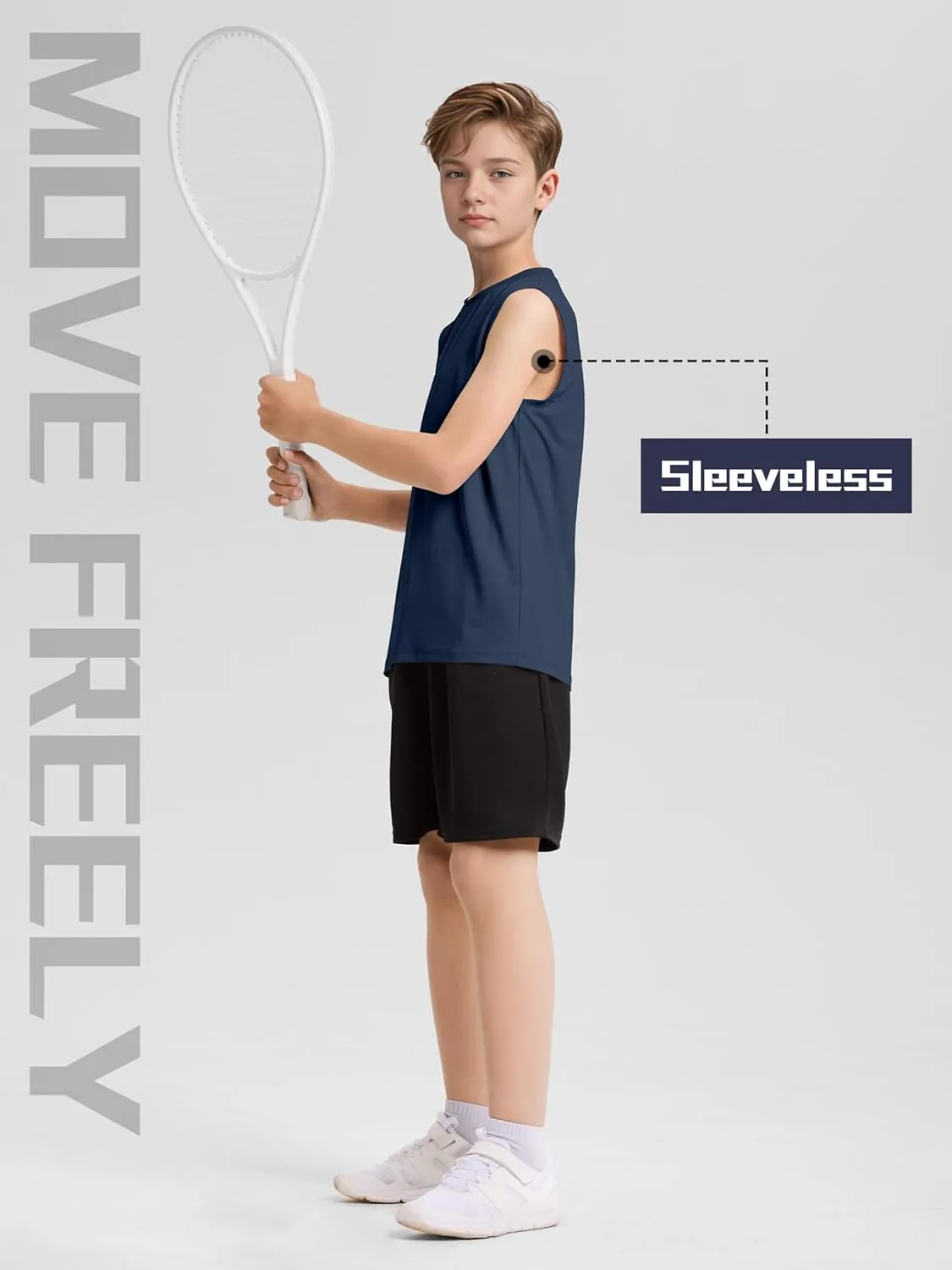 Poroka 5 Pack Boys Dry Fit Athletic Tank Top Kids Sleeveless Active Compression Shirt Youth Quick Dry Performance Undershirt