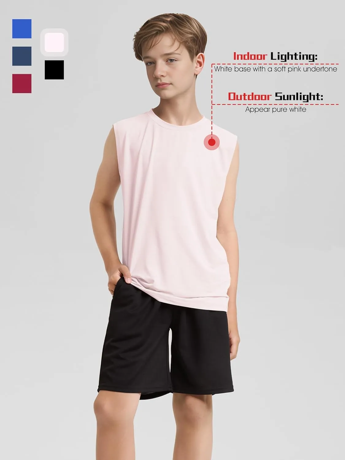 Poroka 5 Pack Boys Dry Fit Athletic Tank Top Kids Sleeveless Active Compression Shirt Youth Quick Dry Performance Undershirt