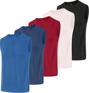 Poroka 5 Pack Boys Dry Fit Athletic Tank Top Kids Sleeveless Active Compression Shirt Youth Quick Dry Performance Undershirt