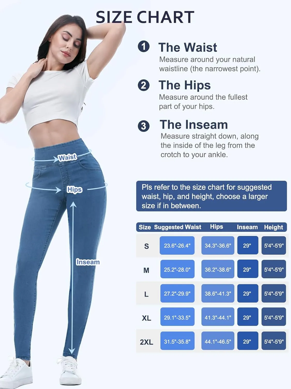 Pull on Skinny Jeans for Women, Stretchy High Waisted Leggings Trendy Tummy Control Demin Jegging with Pockets