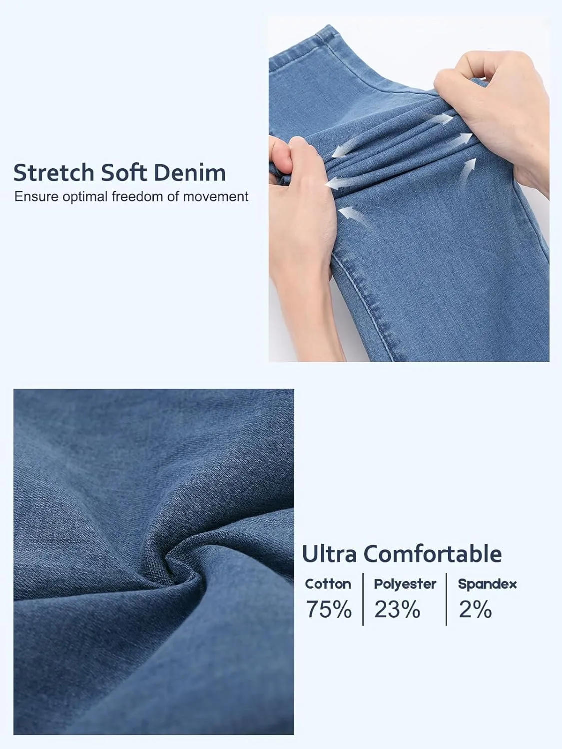 Pull on Skinny Jeans for Women, Stretchy High Waisted Leggings Trendy Tummy Control Demin Jegging with Pockets