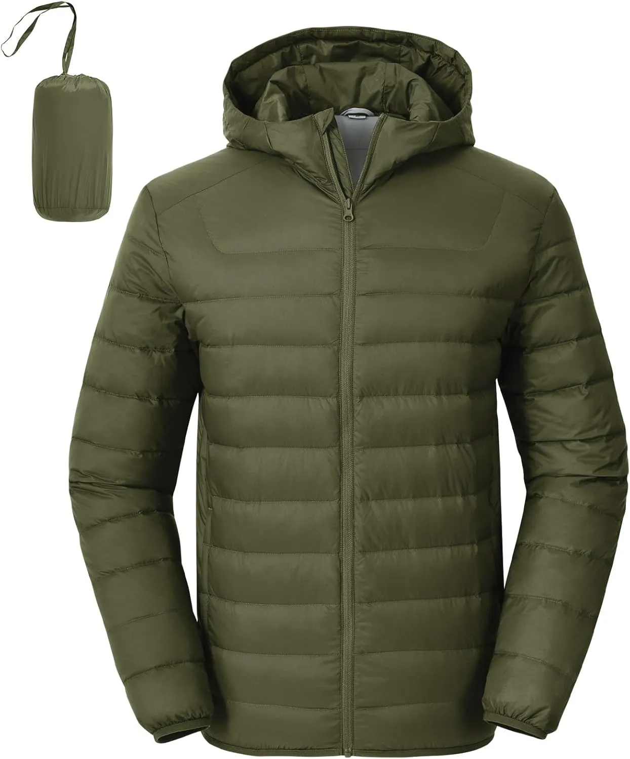 Rdruko Men's Down Puffer Jacket with Hood Packable Lightweight Puffy Hooded Winter Coat Light Thin Insulated Jacket