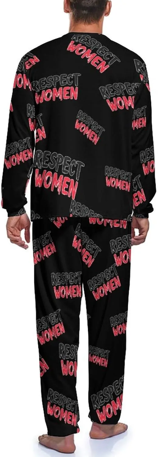 Respect Women Mens Pajamas Set Crew Neck Long Sleeve Sleepwear Top & Pants 2 PCS Loungewear