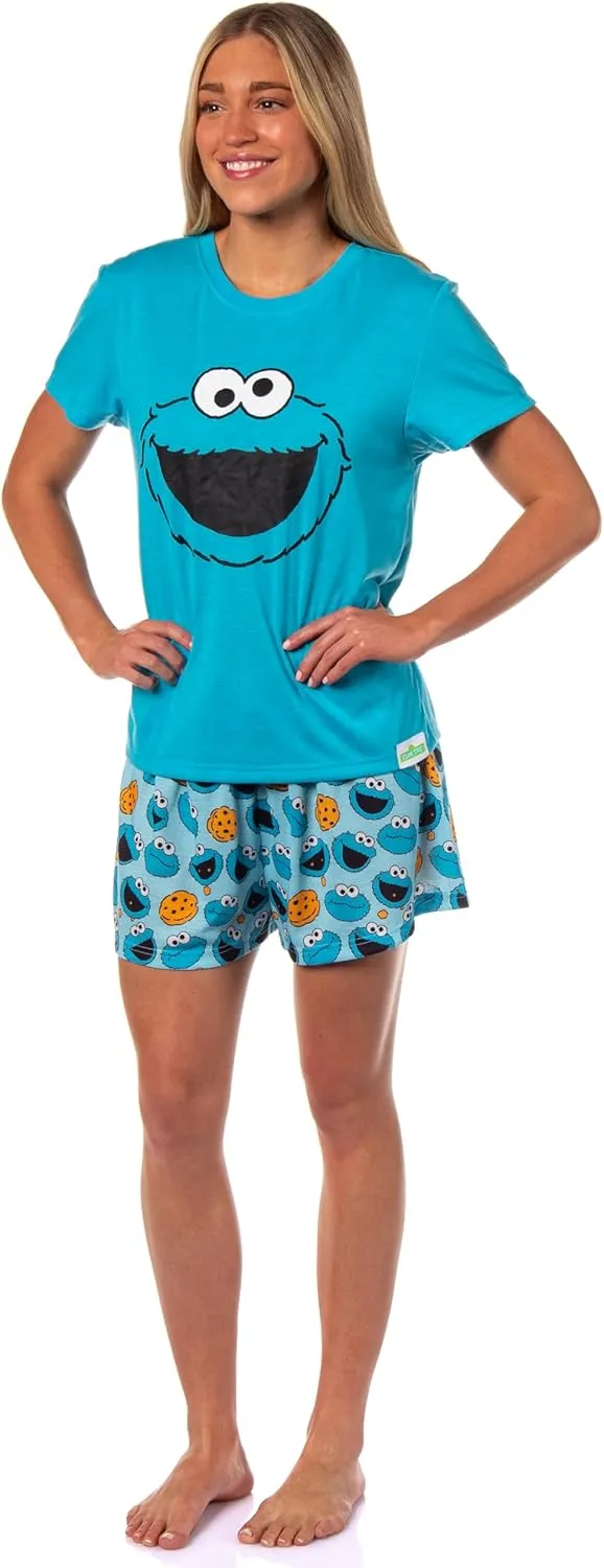 Sesame Street Women's Face Tossed Print Sleep Pajama Set Shorts