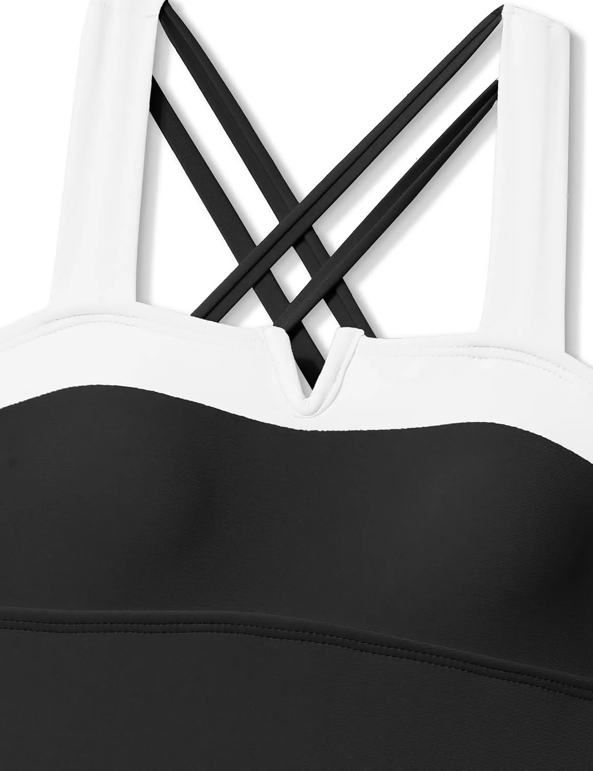 Shallmu Girls One Piece Swimsuits Color Block Dual Crossback Straps with Cover Up Skirt Girl's Swimwear 9-16Y