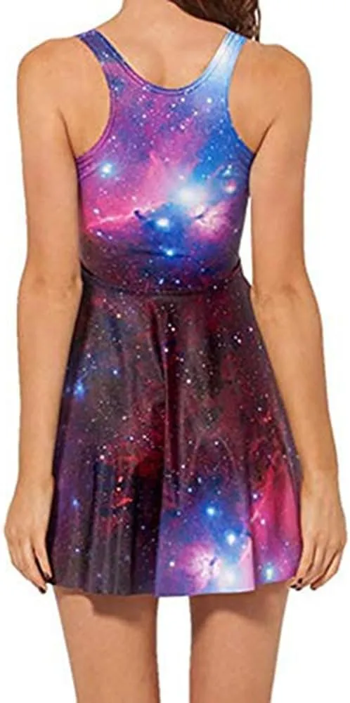 Sister Amy Women's Galaxy Printed Elastic Sleeveless Shaping Camisole Skater