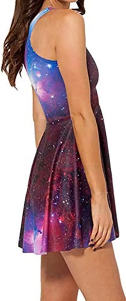 Sister Amy Women's Galaxy Printed Elastic Sleeveless Shaping Camisole Skater