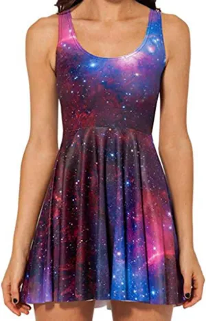 Sister Amy Women's Galaxy Printed Elastic Sleeveless Shaping Camisole Skater