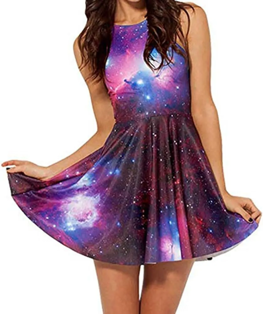 Sister Amy Women's Galaxy Printed Elastic Sleeveless Shaping Camisole Skater