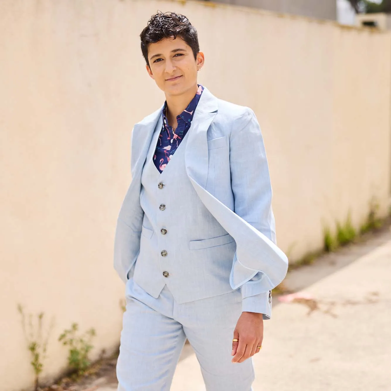Sky Blue Linen Blazer
