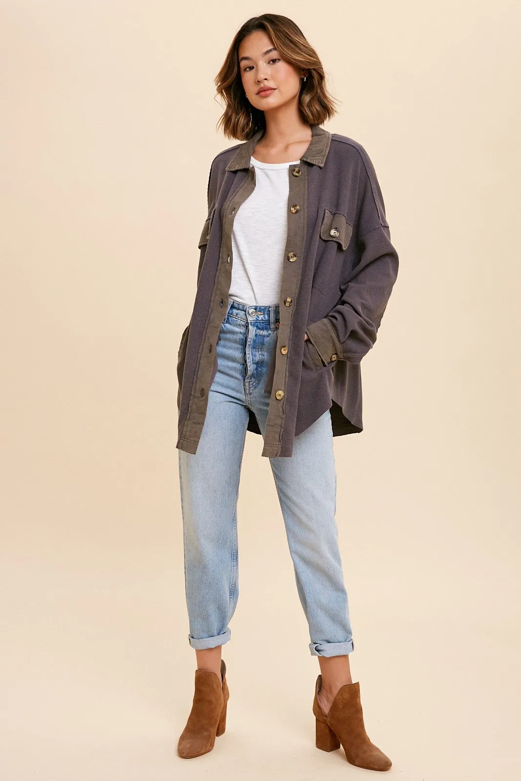 Sophie Slate Thermal Shacket