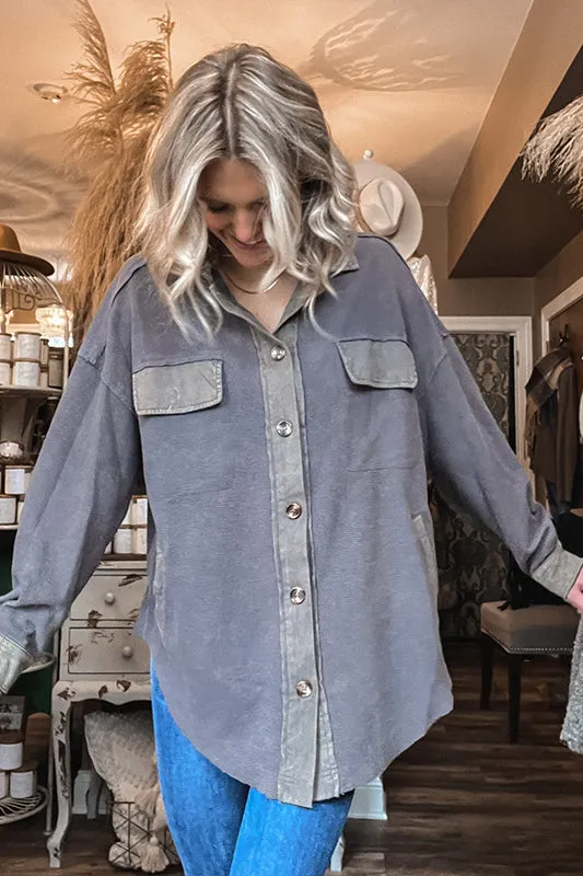 Sophie Slate Thermal Shacket