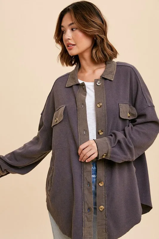 Sophie Slate Thermal Shacket