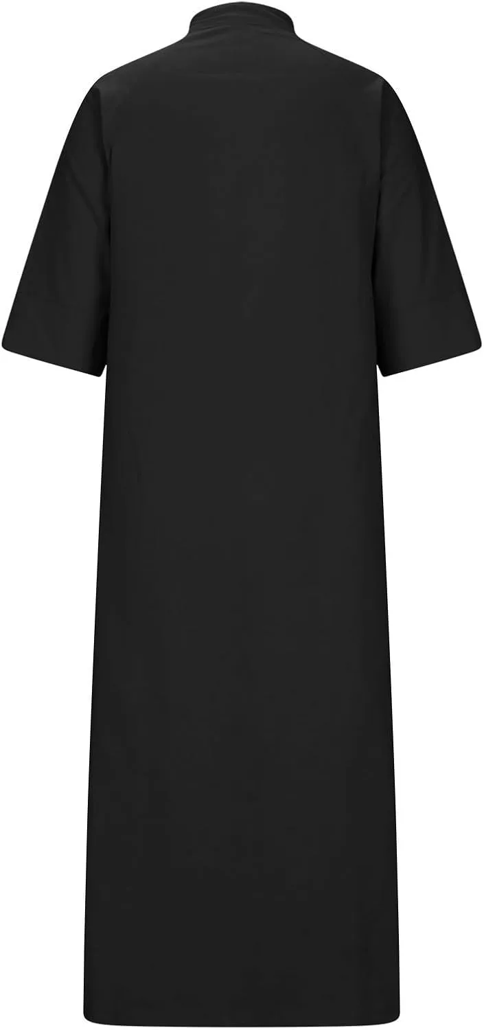 Summer Dresses for Women 2024 Plus Size Button Down Short Sleeve t Shirt Dresses Solid Midi Dresses with Pockets