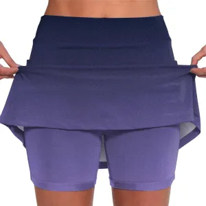 Tennis Skirts for Women with Shorts Pockets High Waist Golf Mini Skirt Running Workout Sports Gradient Color Athletic Skorts