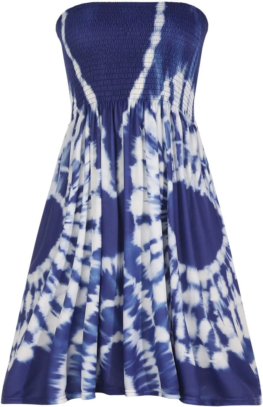 Tube Top Dress Women 2024 Sexy Boho Floral Print Sleeveless Short Sundress Elastic Waist Strapless Beach Mini Dress