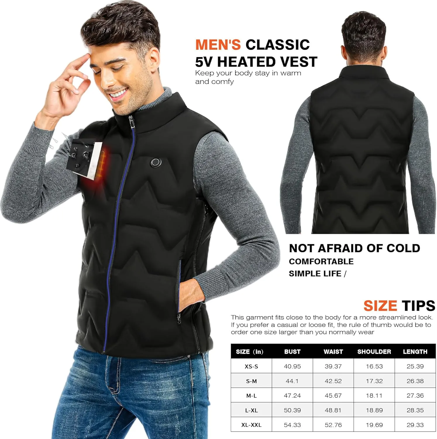 Vofuoti Heated Vest Women with Battery Pack Included, Lightweight USB Rechargeable Electric Heating Vest