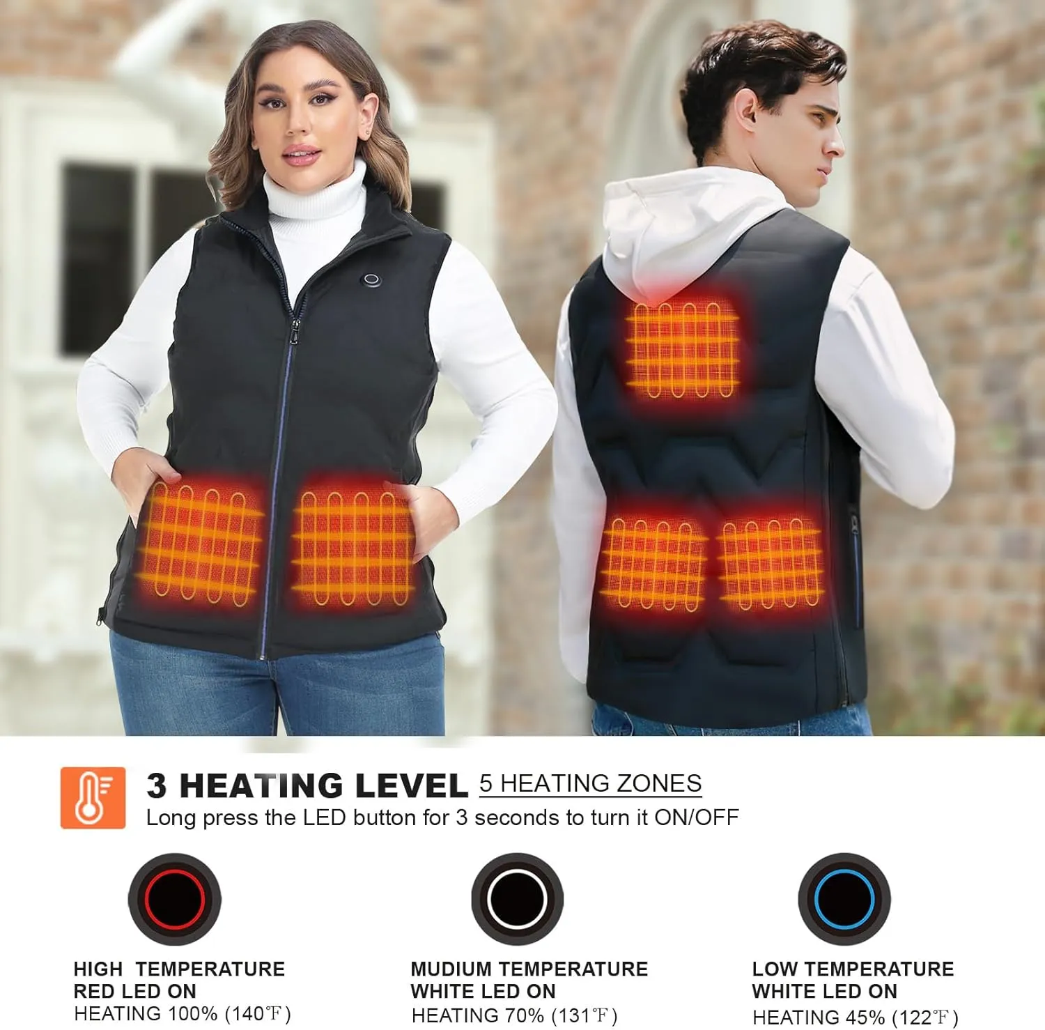 Vofuoti Heated Vest Women with Battery Pack Included, Lightweight USB Rechargeable Electric Heating Vest