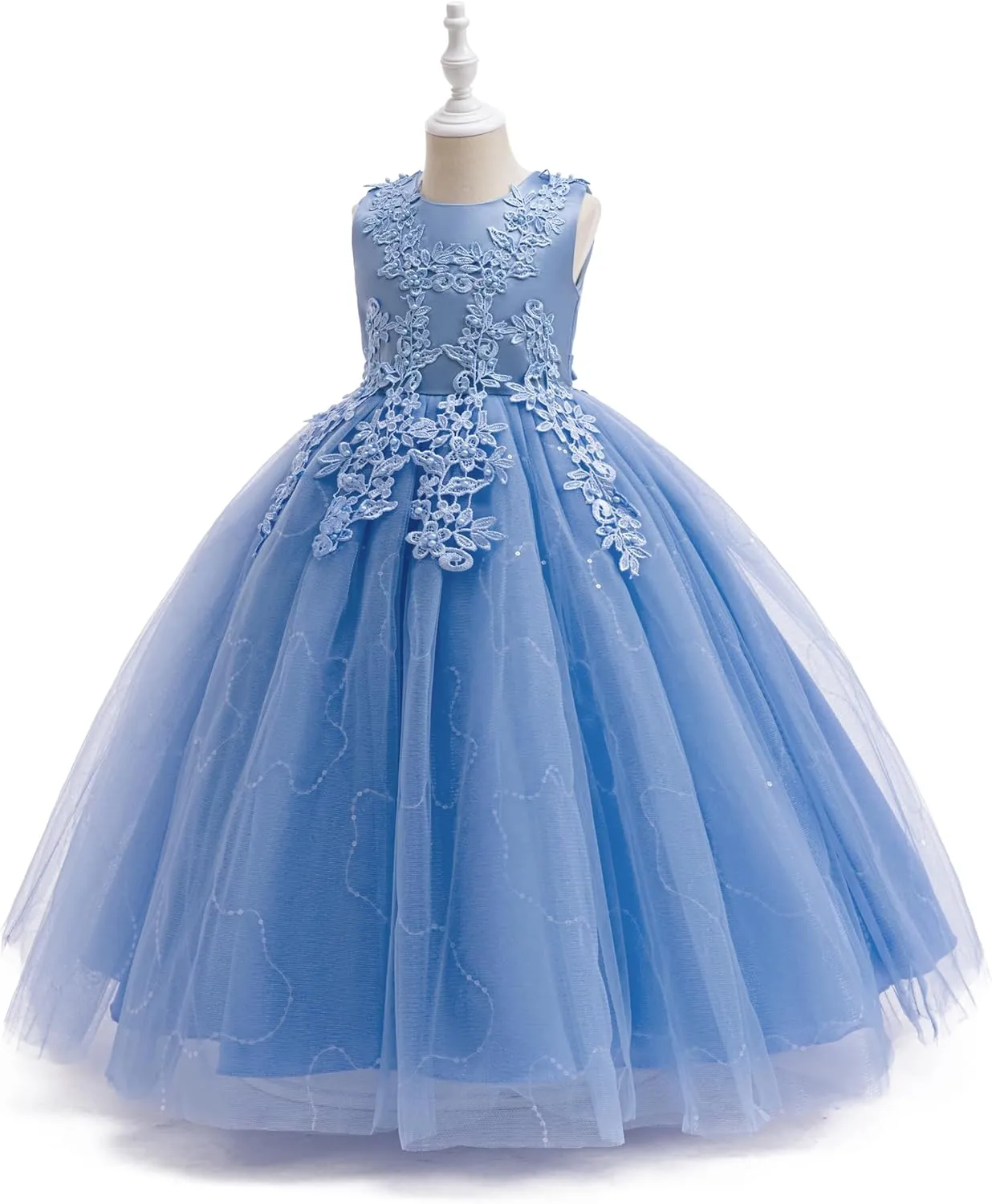 Weileenice Little/Big Girls Lace Bridesmaid Dress Flower Kid Wedding Ball Gown Toddler Princess Pageant Evening Dresses