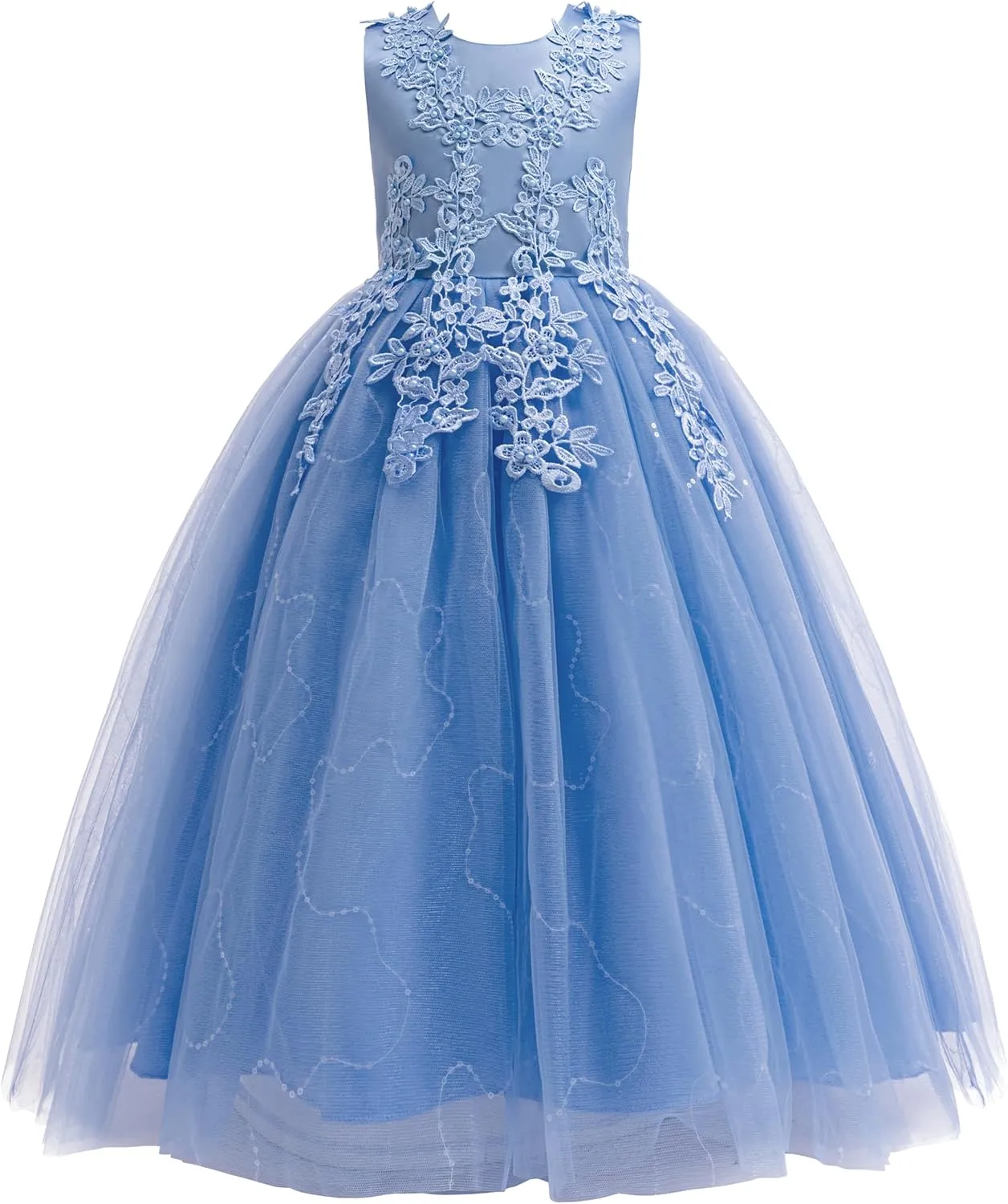 Weileenice Little/Big Girls Lace Bridesmaid Dress Flower Kid Wedding Ball Gown Toddler Princess Pageant Evening Dresses