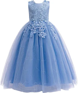 Weileenice Little/Big Girls Lace Bridesmaid Dress Flower Kid Wedding Ball Gown Toddler Princess Pageant Evening Dresses