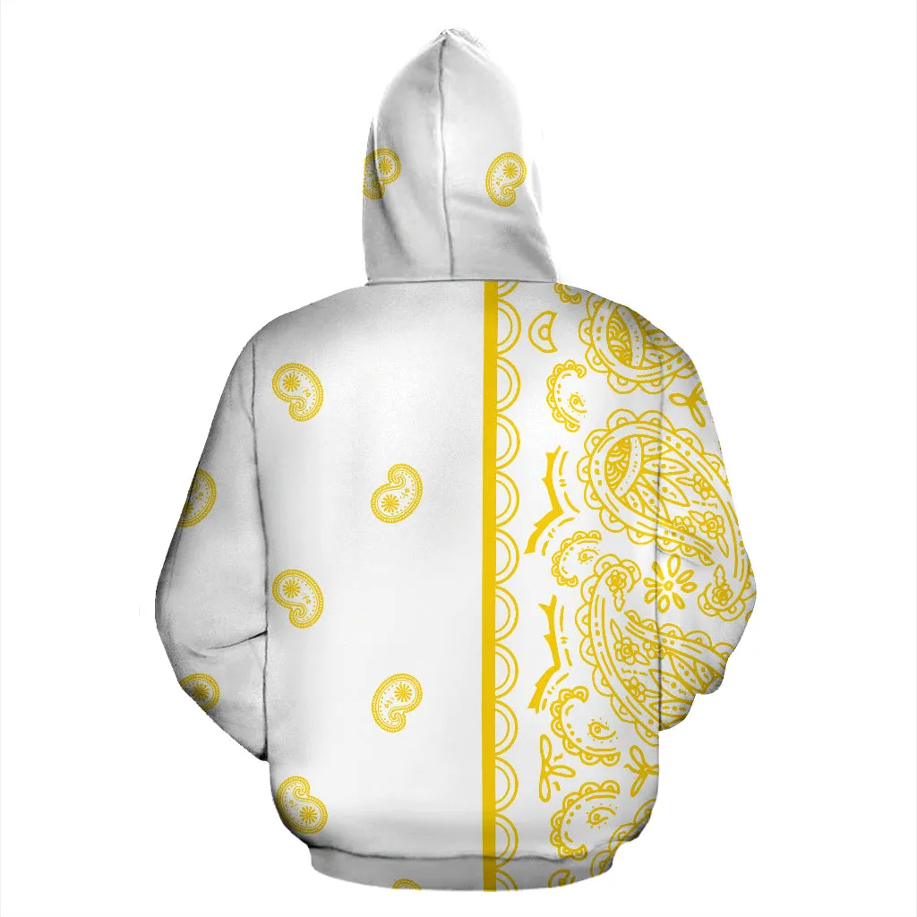 White and Gold Bandana Pullover Hoodie