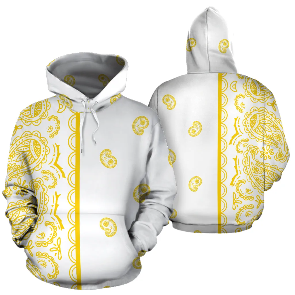 White and Gold Bandana Pullover Hoodie