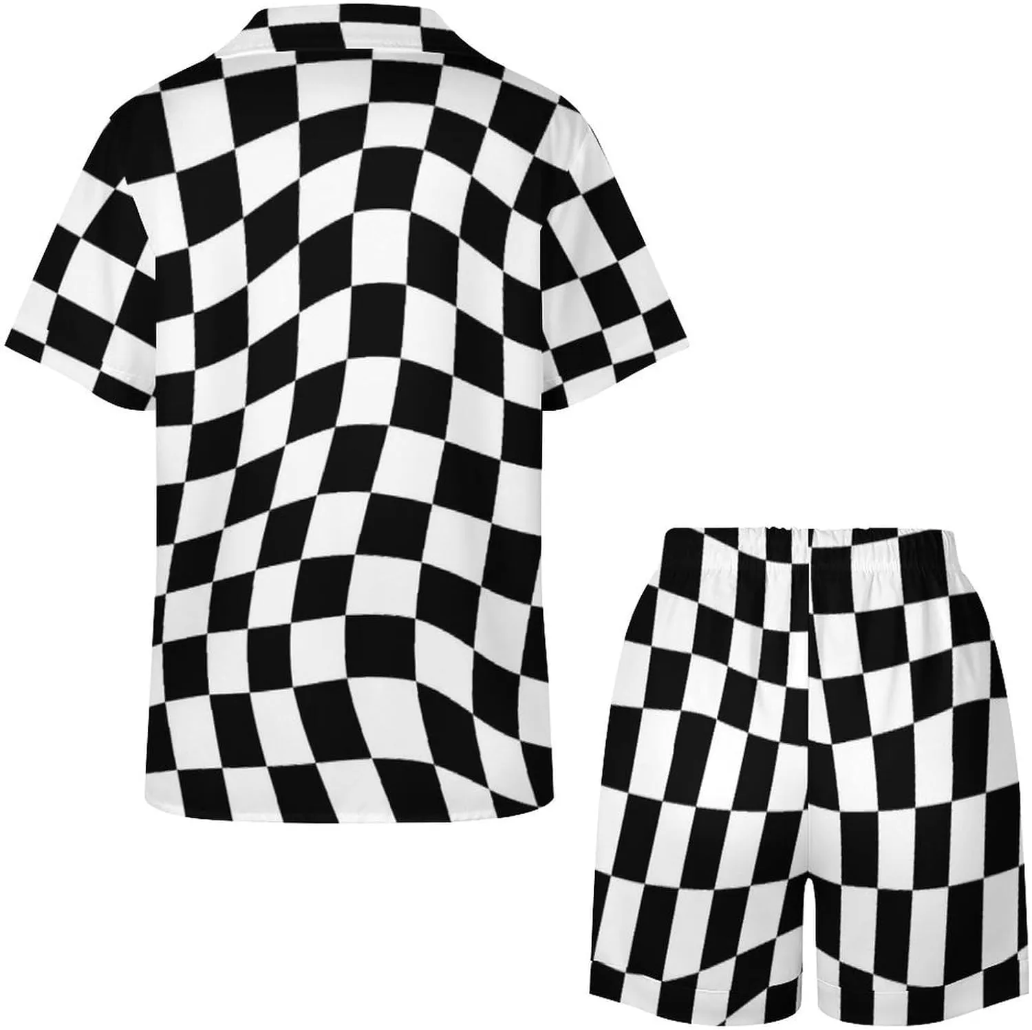 Women 2-Piece Silky Sleepwear Shorts and Button Down Short Sleeve Top