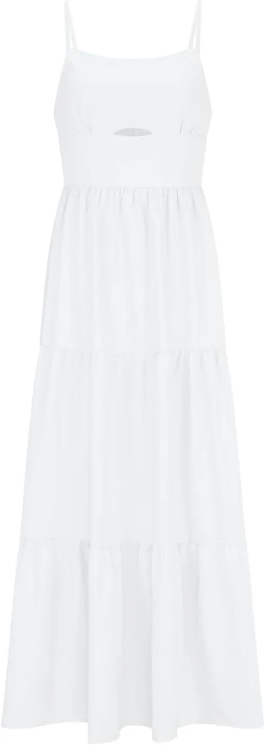 Womens 2025 Summer Maxi Dress Casual Sleeveless Spaghetti Strap Ruffle Beach Long Dress Sexy Boho Vacation Sundress