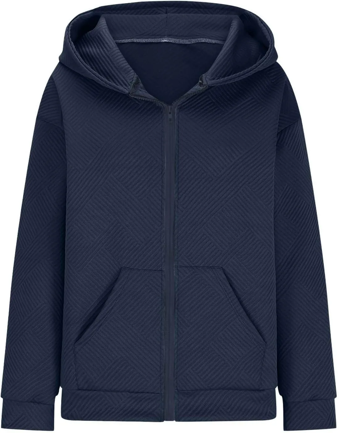Womens Oversized Hoodie Jacket Fall Fashion 2024 Zip Up Long Sleeve Textured Hooded Sweatshirt Lightweight Jackets