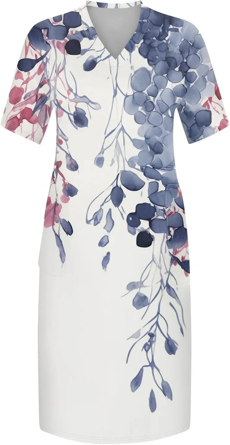 Women's Plus Size Dresses for Curvy Summer V Neck Short Sleeve Solid Midi Oversized T Shirt Dresses, L-5XL