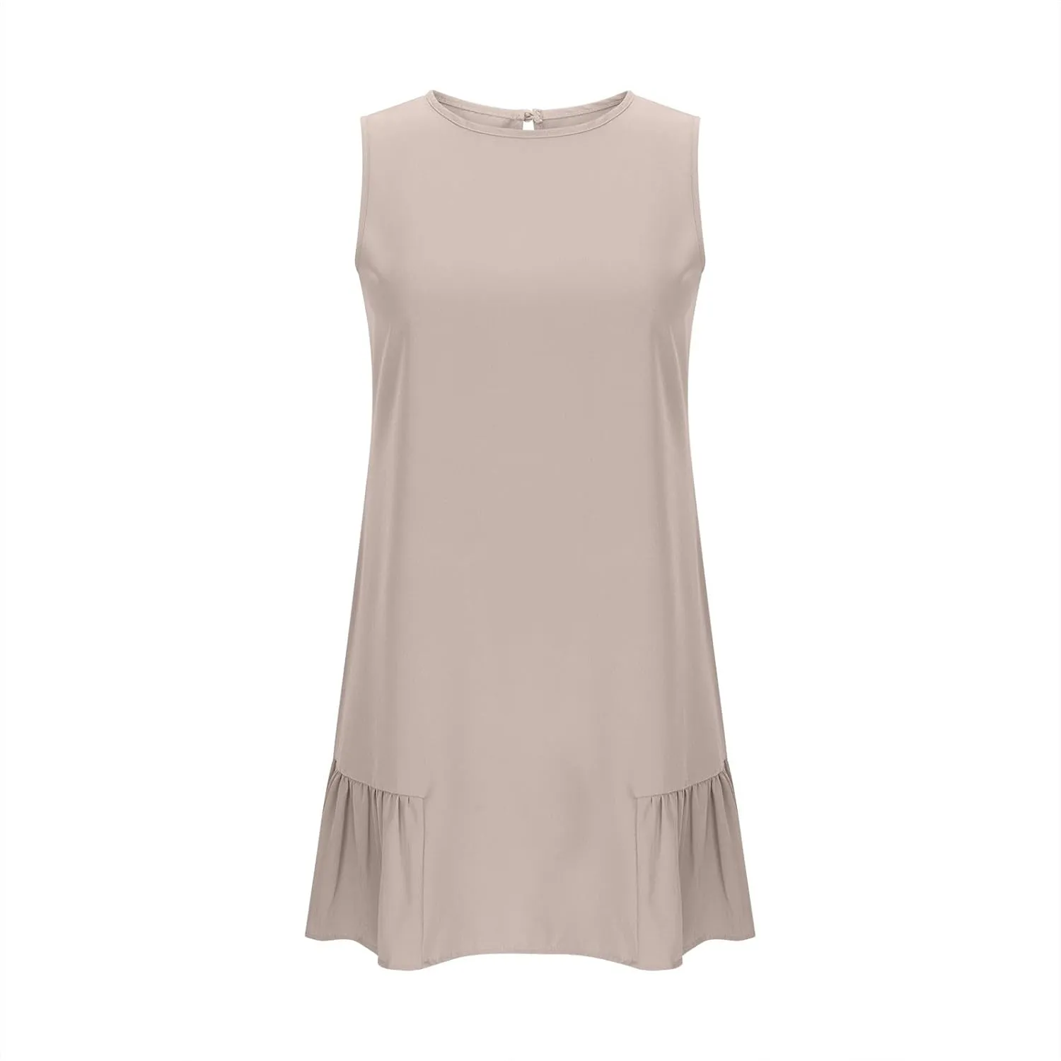 Womens Summer Dresses Casual Sleeveless Ruffle Hem Mini Dress Crewneck T Shirt Sundresses 2025 Loose Vacation Dress