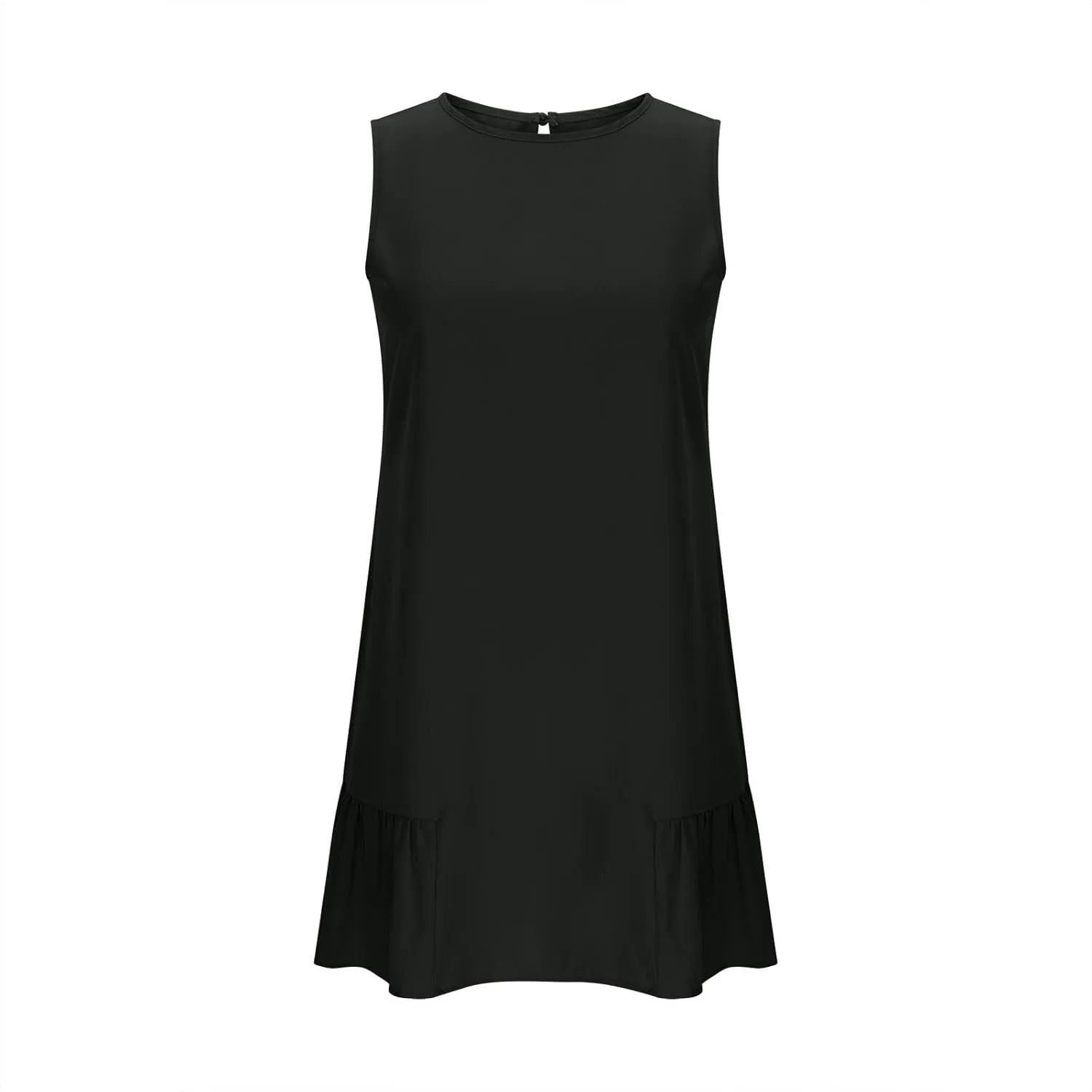 Womens Summer Dresses Casual Sleeveless Ruffle Hem Mini Dress Crewneck T Shirt Sundresses 2025 Loose Vacation Dress
