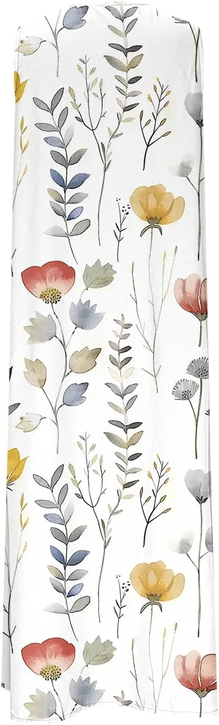 Women's Summer Floral Casual Dress Plus Size Midi Sundress Sleeveless Henley V-Neck Long Tank Dresses with Pockets