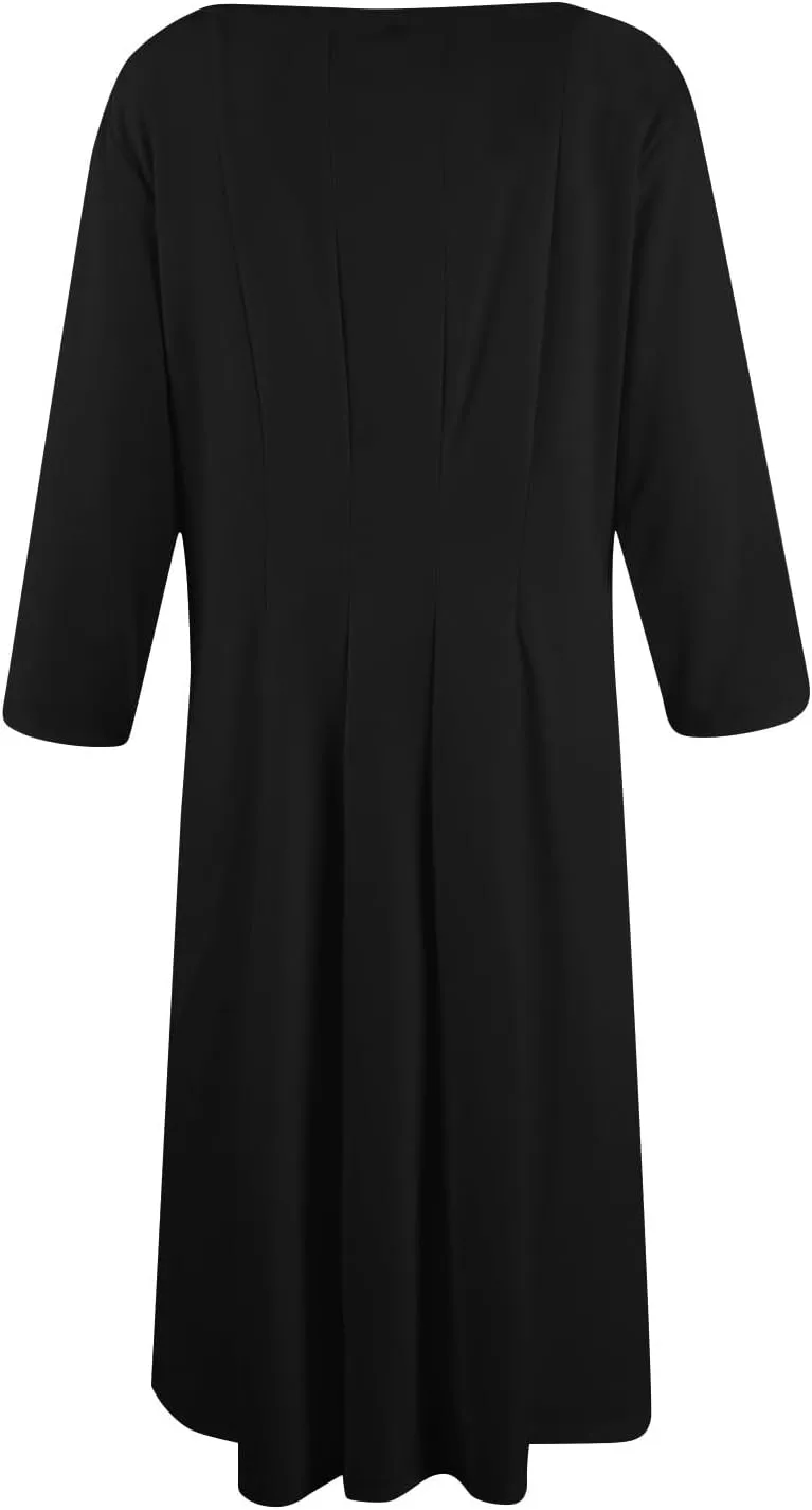 Women's Sun Dresses 2025 Vacation Summer Casual Loose Trendy 3/4 Sleeve Solid Color Midi Dress Plus Size, S-3XL
