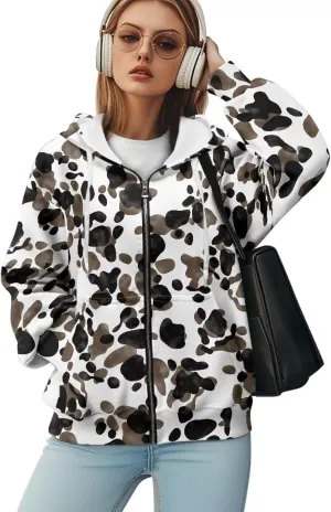 Zip Up Hoodies for Women Lightweight Hooded Jacket Oversized Sweatshirt with Pocket